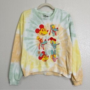 Disney Characters Tie Dye Pull Over Women's Sweatshirt, Size XL